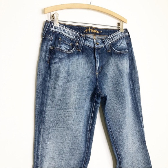 Hippie wide leg, embellished, sequin waist, jeans - Picture 8 of 11